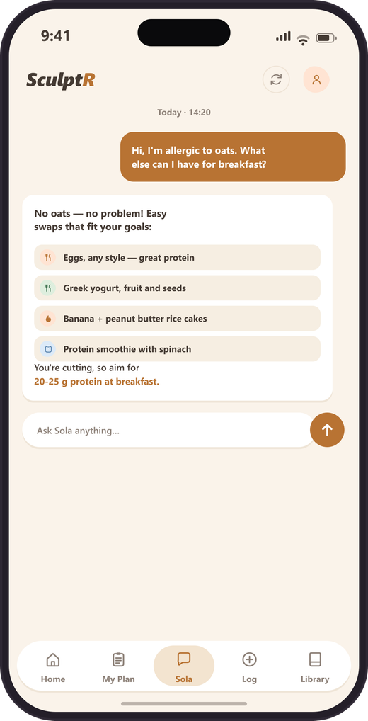 Chat with Sola, the AI coach