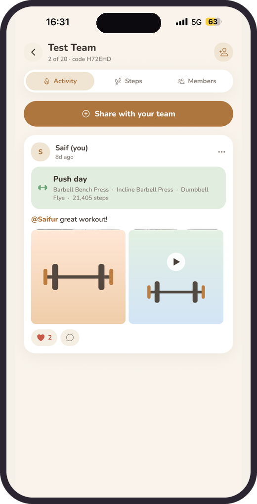 Team activity feed